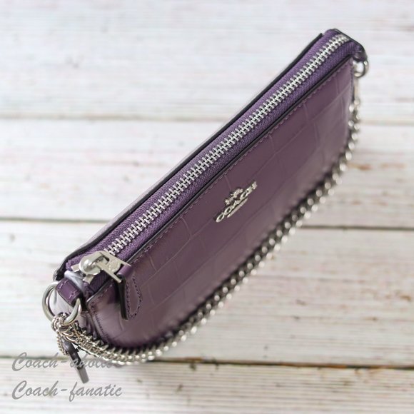 NWT Coach CN382 Nolita 19 in Crocodile-embossed Leather Silver/Amethyst - Picture 7 of 10